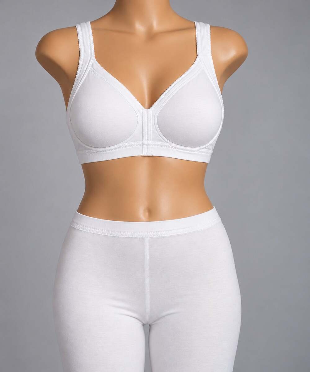 46C-DD Leading Lady style 110 white Bra front Hooks 92% Cotton 8% Spandex